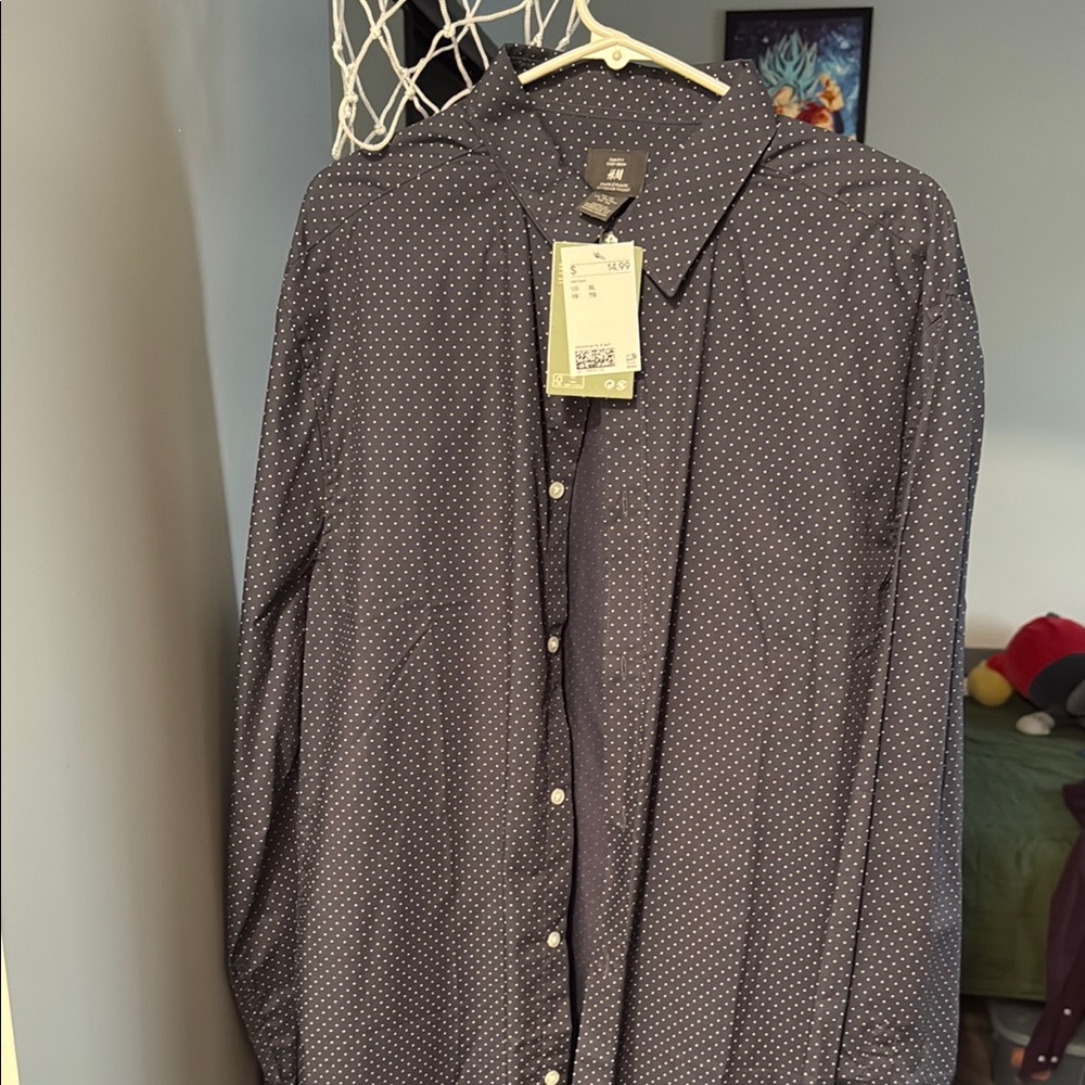 Men's Gray Polka Dot Shirt